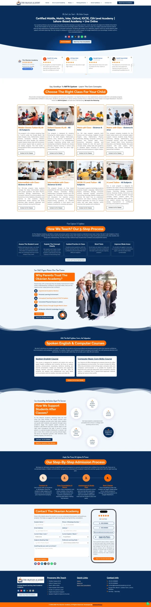 The Okavian Academy Website - Full Scroll Preview