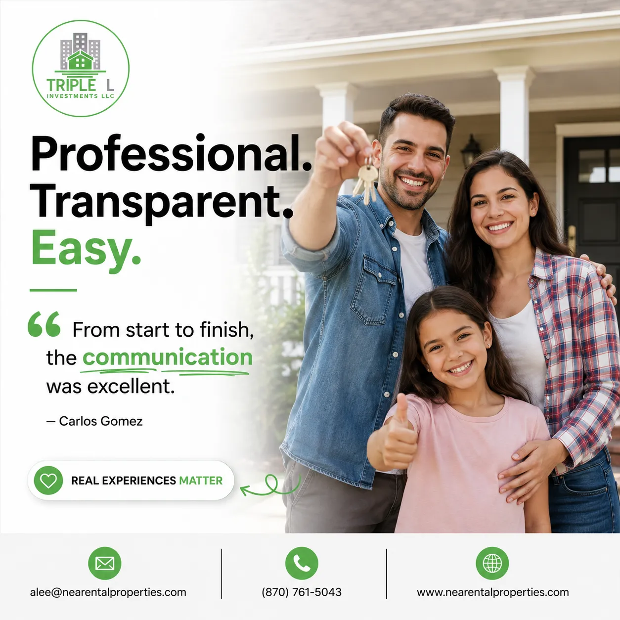 Testimonial post quoting client Carlos Gomez
