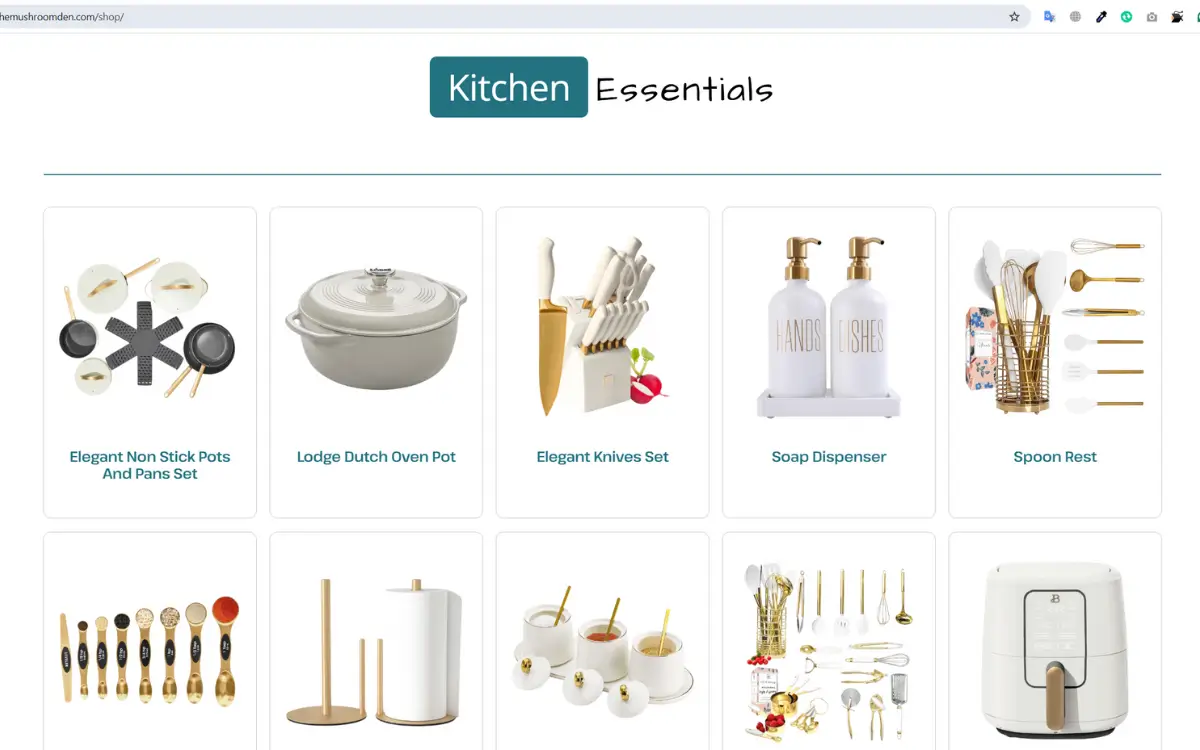 Kitchen Essentials affiliate product grid