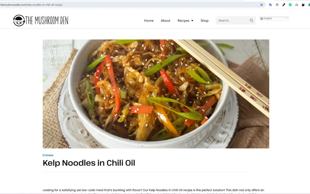 Single recipe post template: Kelp Noodles in Chili Oil