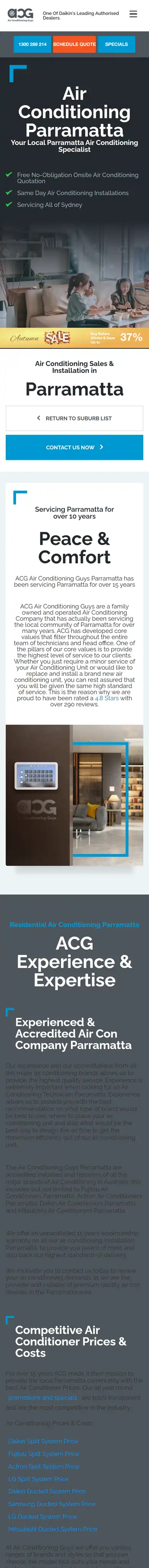 The Air Conditioning Guys Parramatta on a Phone page