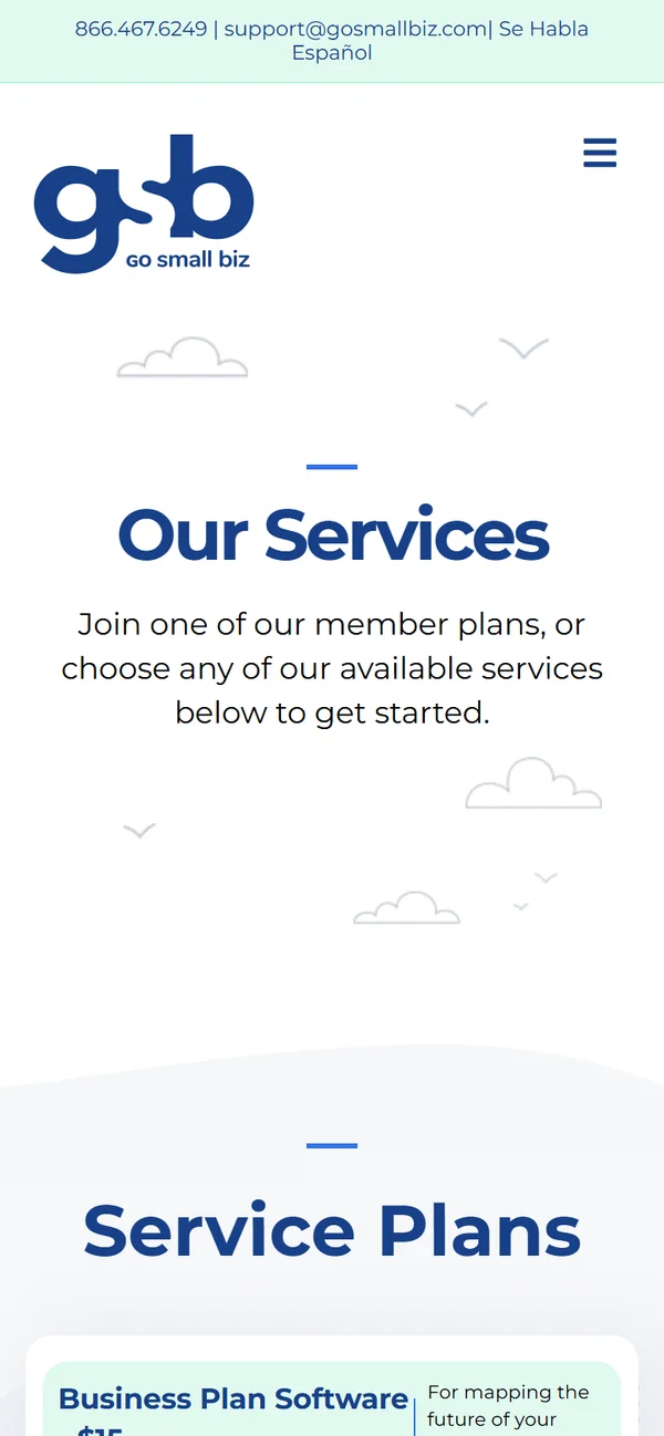 The Services page on a phone