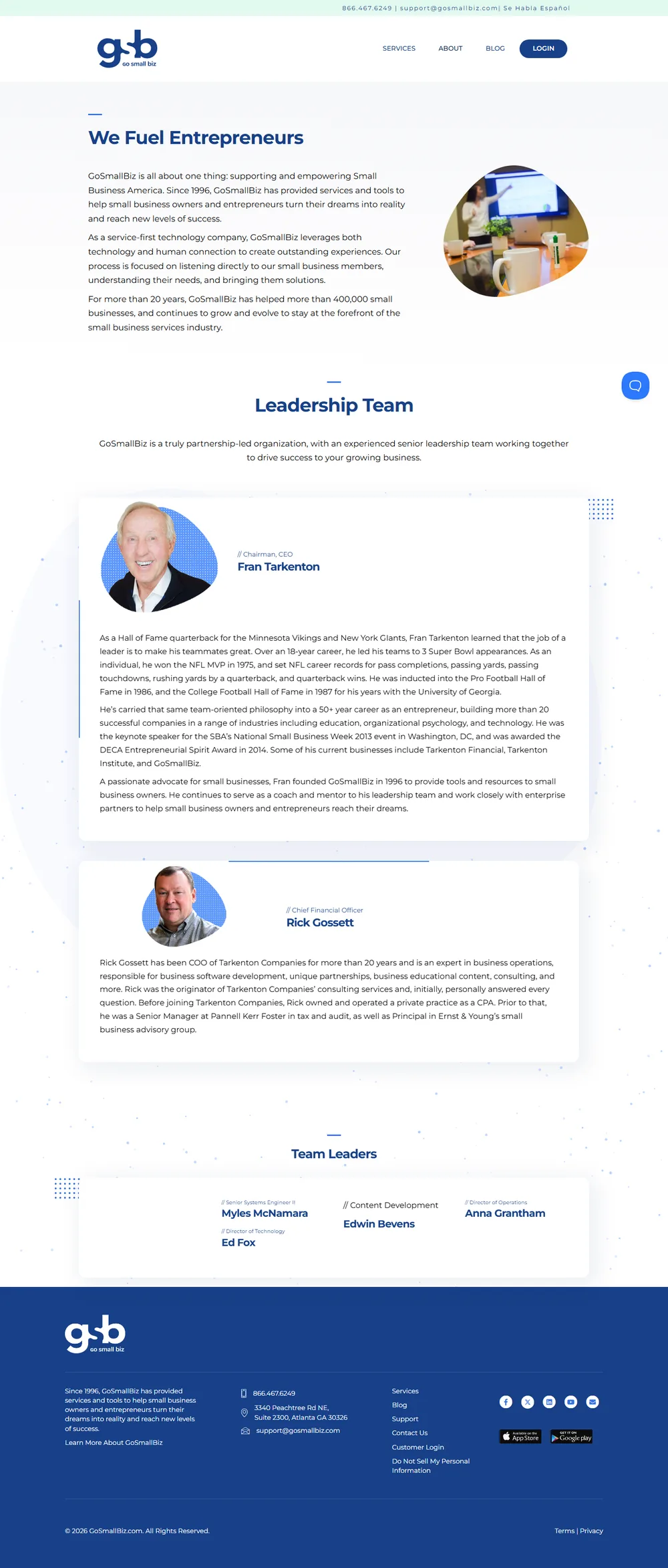 The GoSmallBiz About page