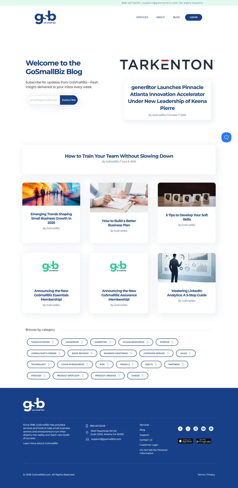 The GoSmallBiz Blog page