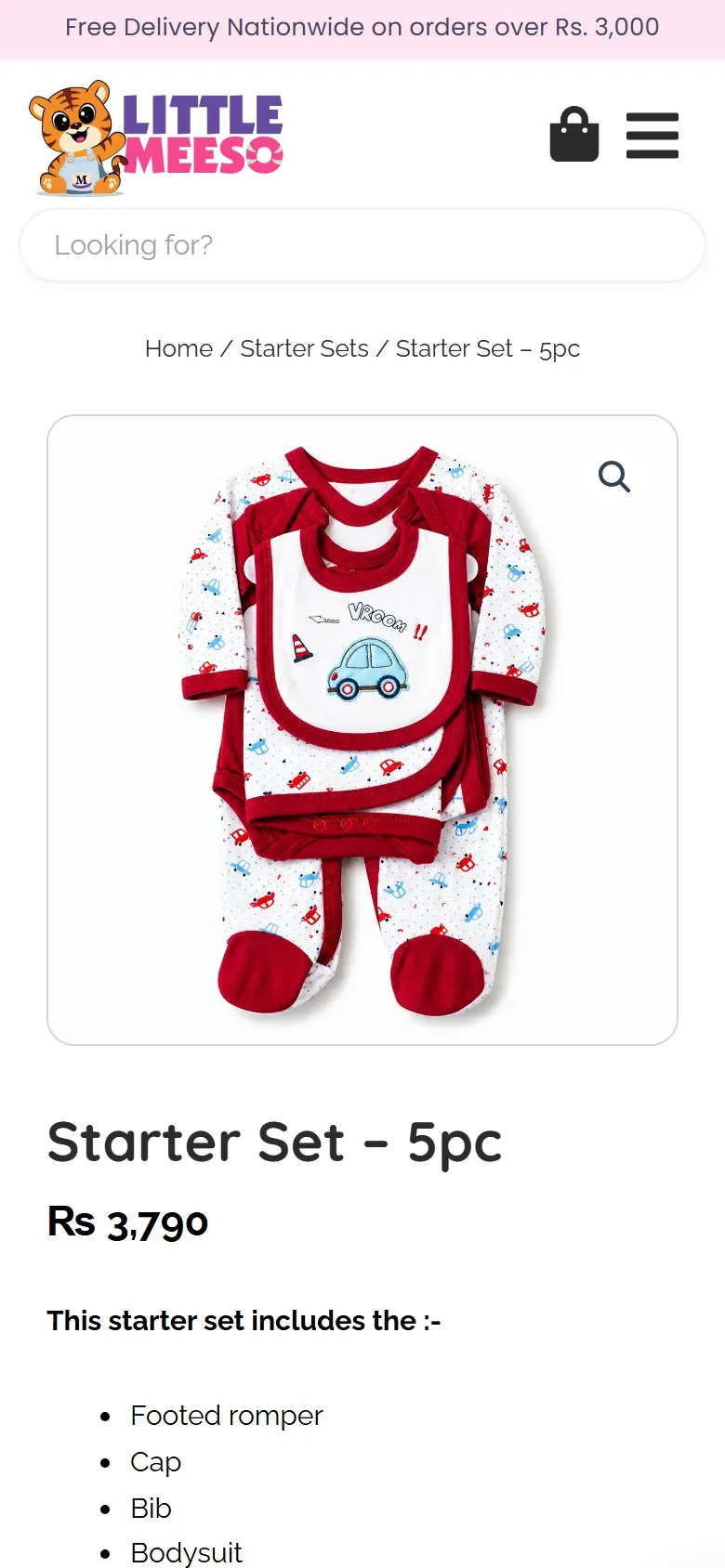 The same product page on a phone