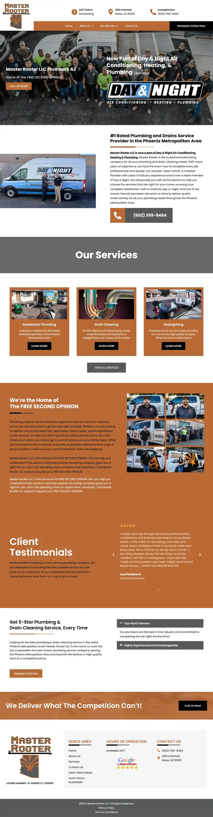 The full Master Rooter home page