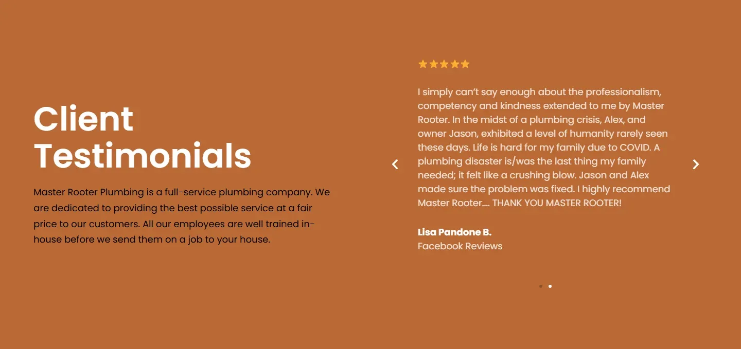 The Client Testimonials slider with Facebook reviews