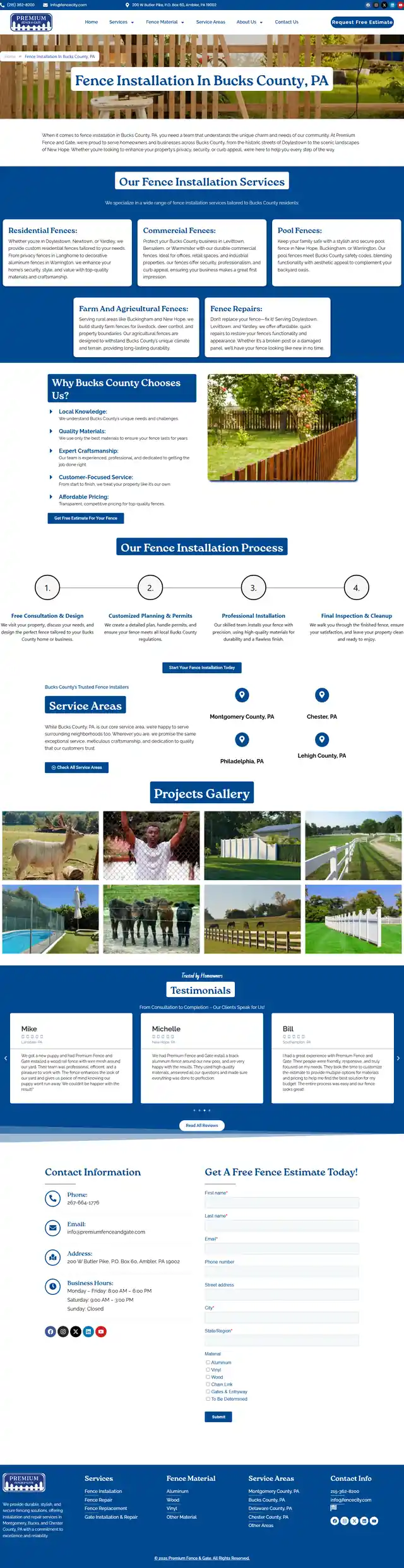 Premium Fence and Gate County page: Fence Installation in Bucks County, PA, full length