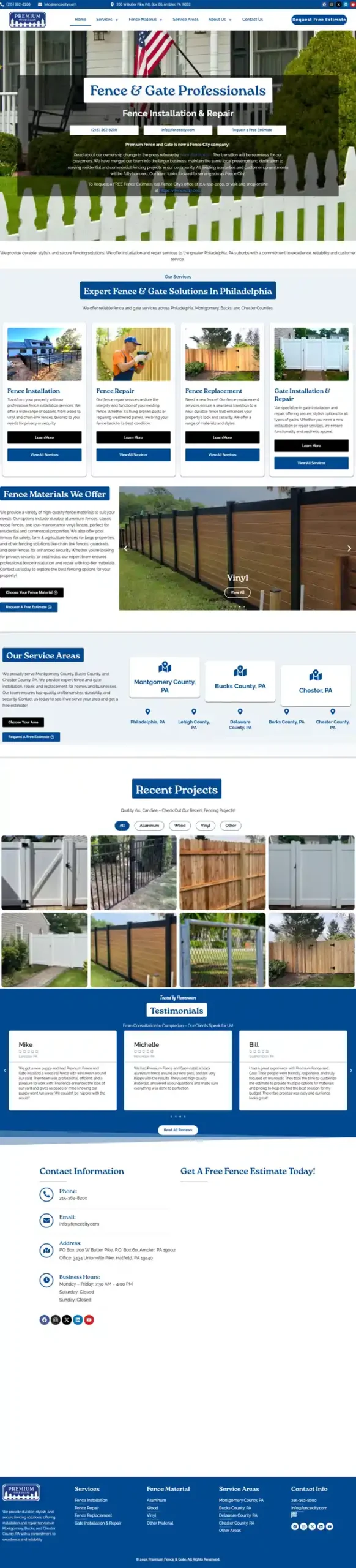 Premium Fence and Gate Homepage, full length