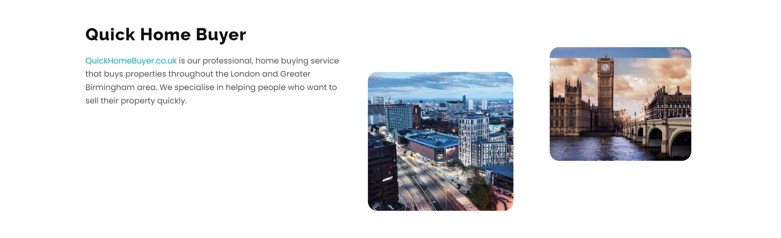 The service area section with London photos