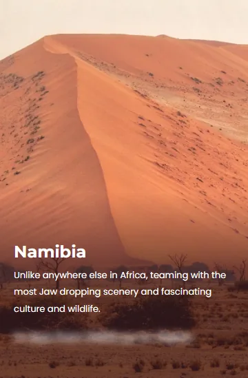 The Namibia destination card