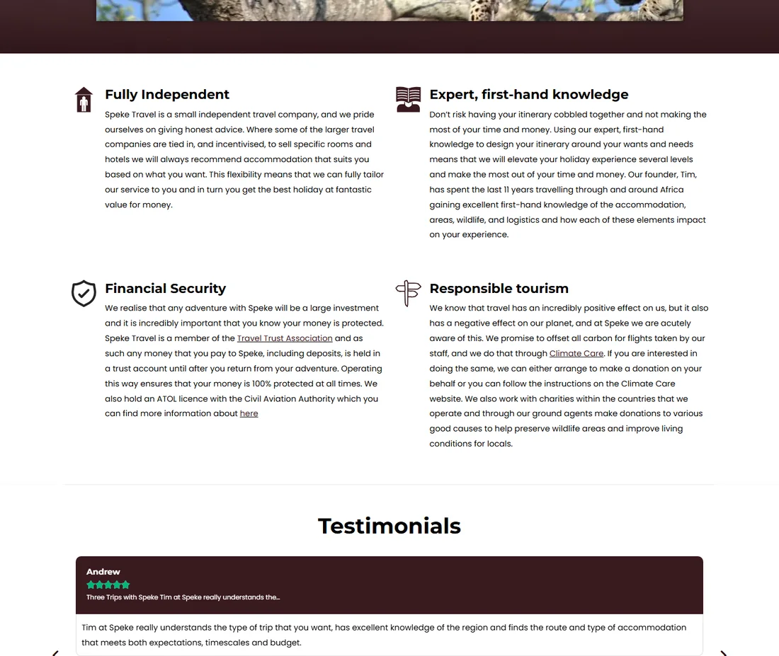 Part 3 of the Speke Travel home page