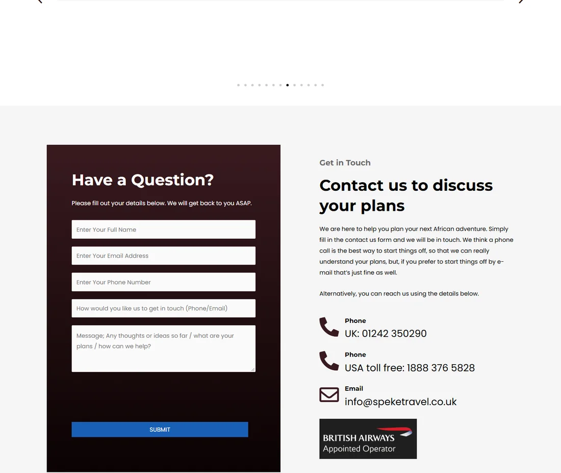 Part 4 of the Speke Travel home page