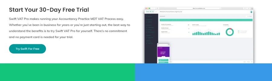 Start your 30 day free trial, with the software dashboard