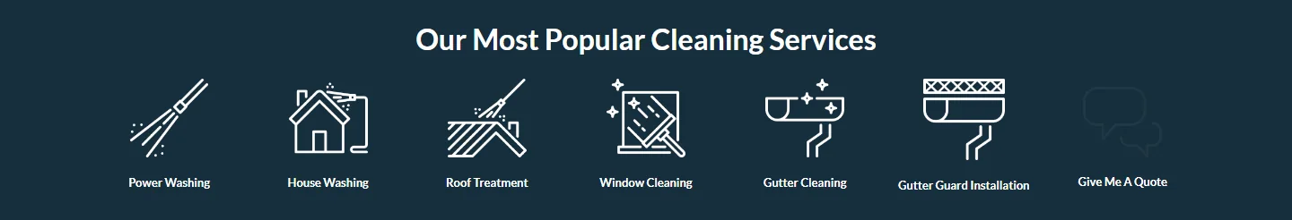 The row of service icons on the Wicked Clean home page