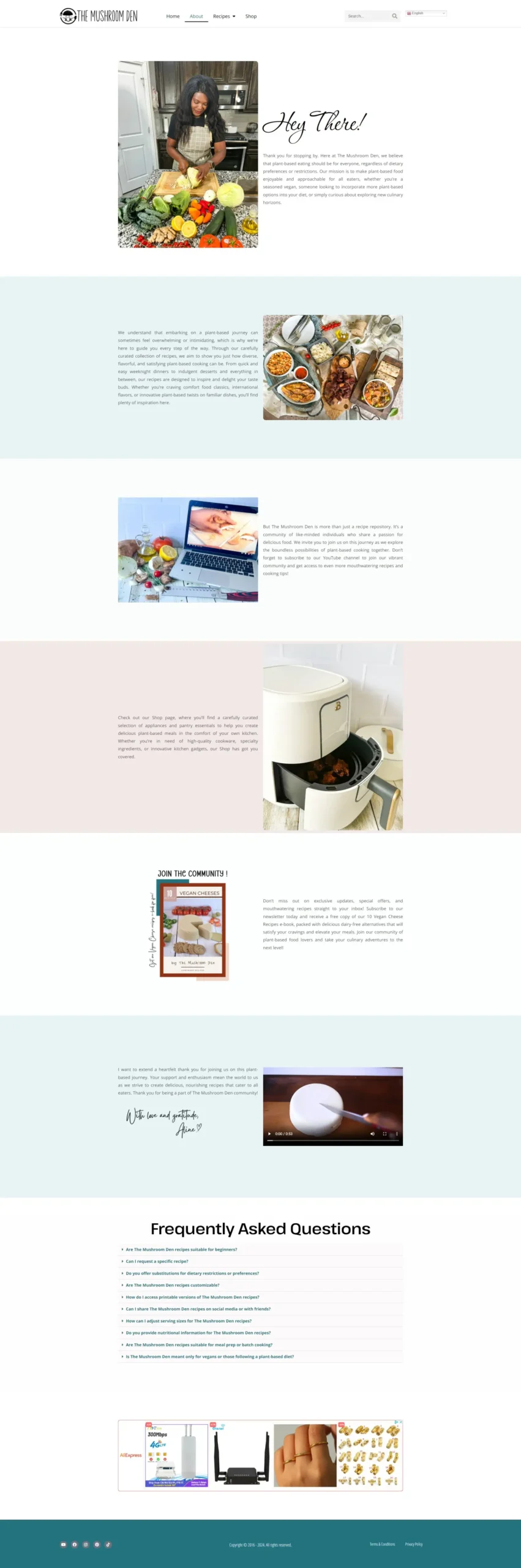 About page of TheMushroomDen.com